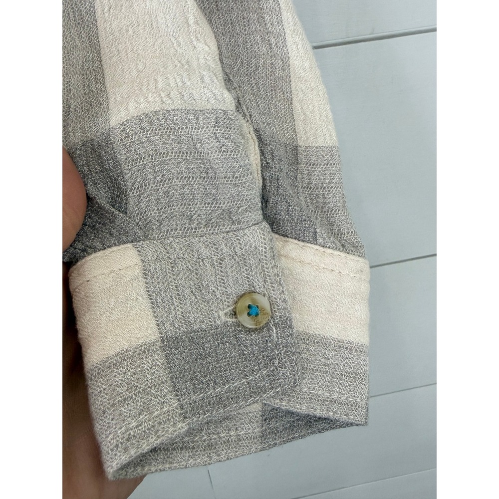 Pilcro Anthropologie Gray Plaid Button Front Oversized Shirt Medium - Picture 5 of 9